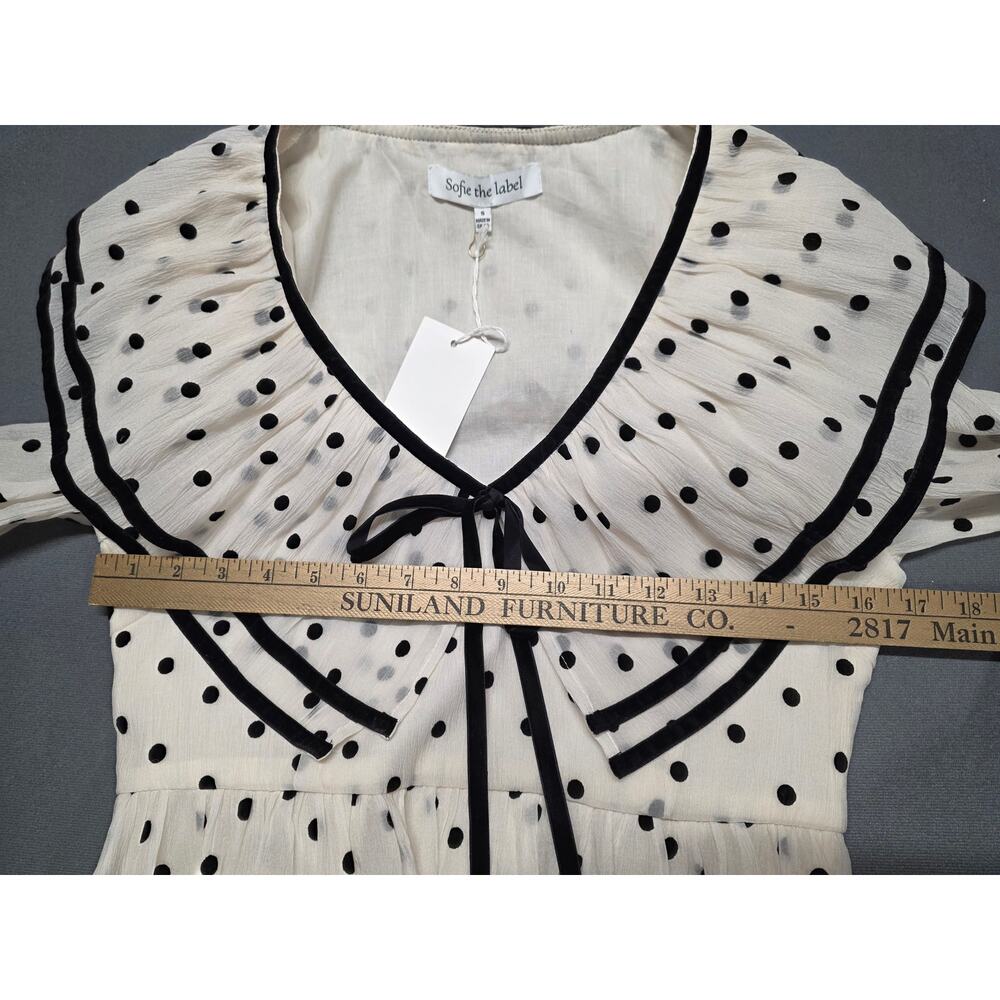 Sofie The Label Tiered Ruffle Mini Dress Polka Dot Romantic Bell Sleeve Small - Picture 10 of 11